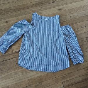 Summery Cold shoulder striped loose top